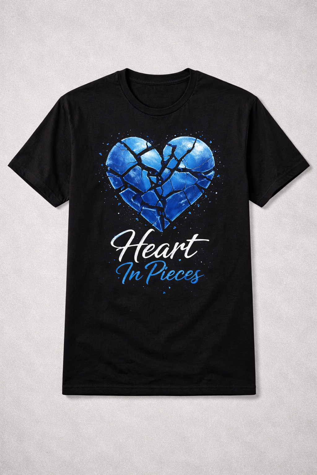 Heart In Pieces” Black Blue Heart T-shirt