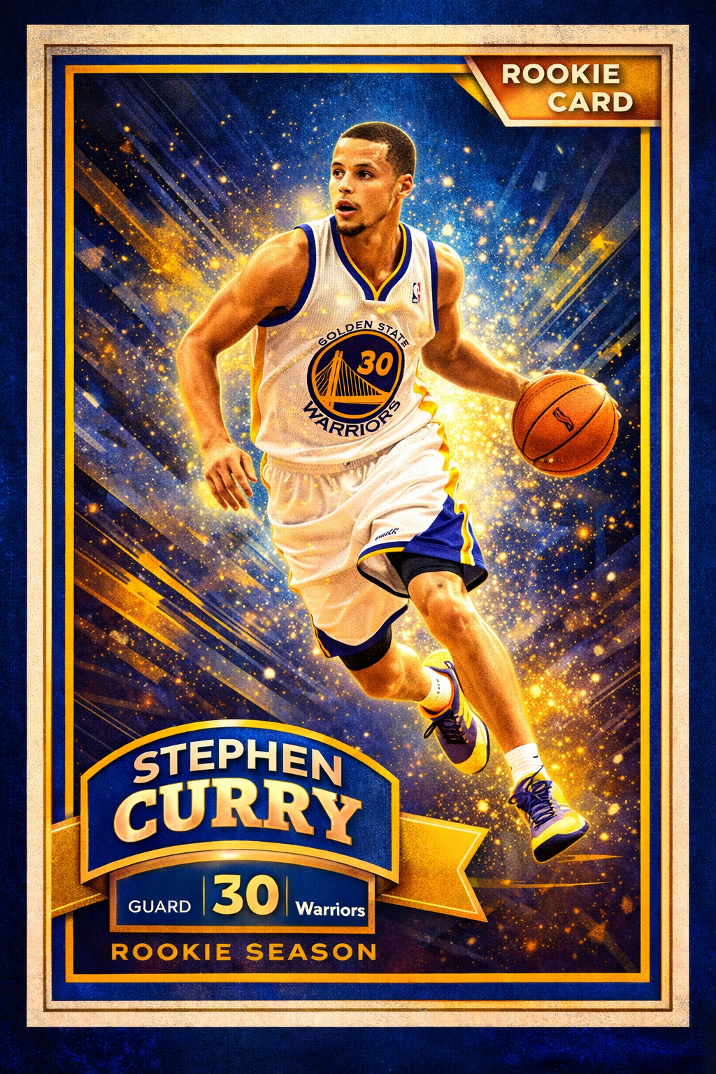 Stephen Curry Custom Rookie Card Poster Frame Included 26:36 Inches